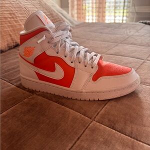 Nike Air Jordan High-Tops in Orange and White